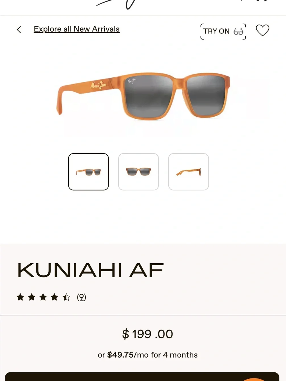 Maui Jim Kuniahi AF Sunglasses in Matte Transparent Orange with Case and Cloth